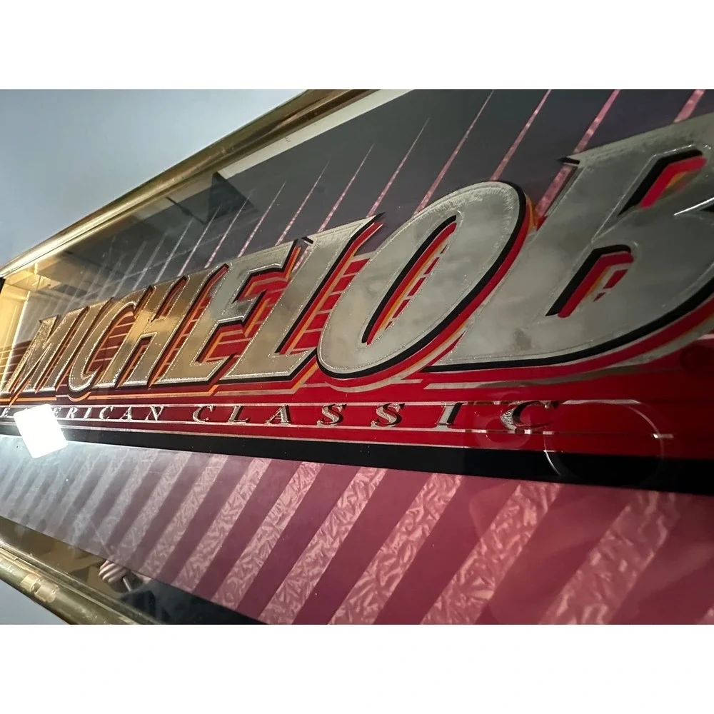 VTG Michelob‎ Beer Sign Mirror 33X13 Made in USA Bar Decor Man Cave 1995